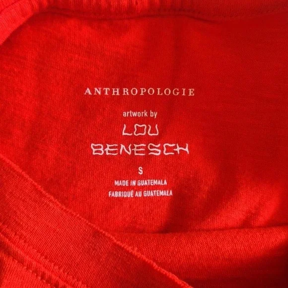 Anthropologie by Lou Benesch Aries short sleeve red cotton crop top - Picture 4 of 6